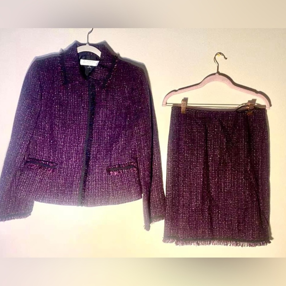 TAHARI Arthur Levine Purple Black Tweed Size 12